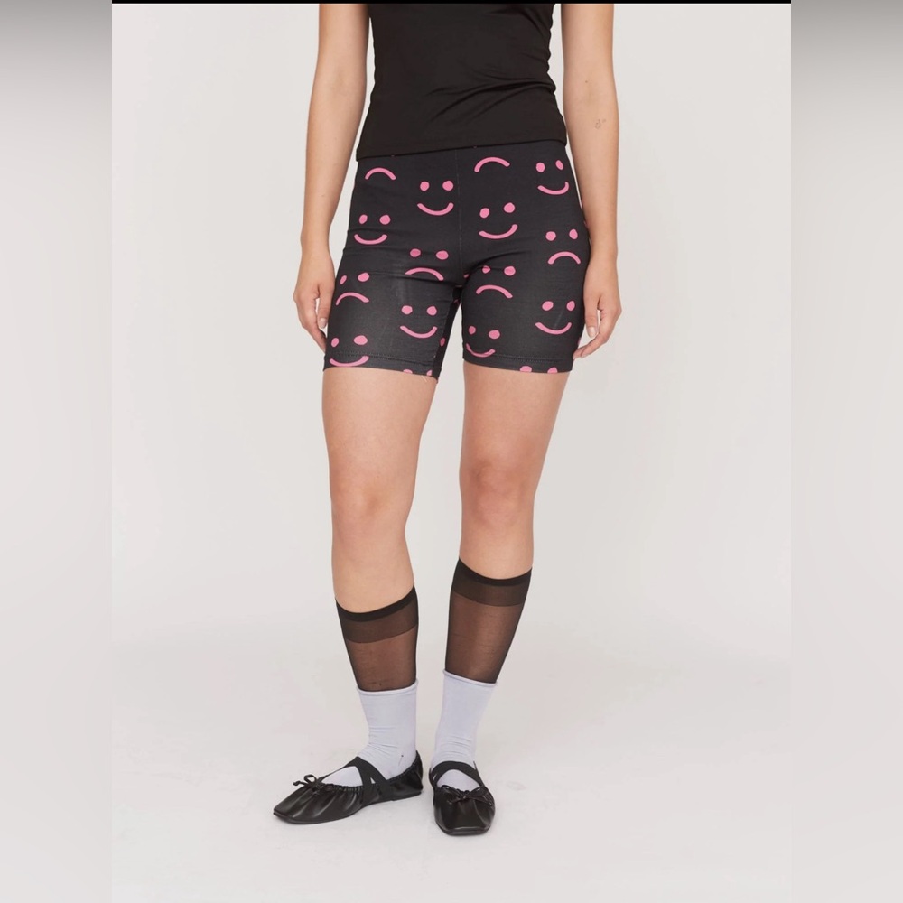 Lazy Oaf Pink Happy Sad Cycling Shorts UK size 10, new without tags.